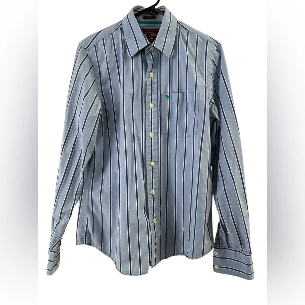 Abercrombie & Fitch blue striped button down long sleeve shirt